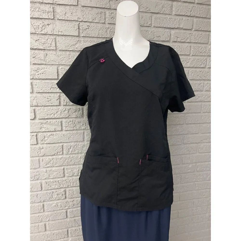 Woman Black Scrub Top Size S